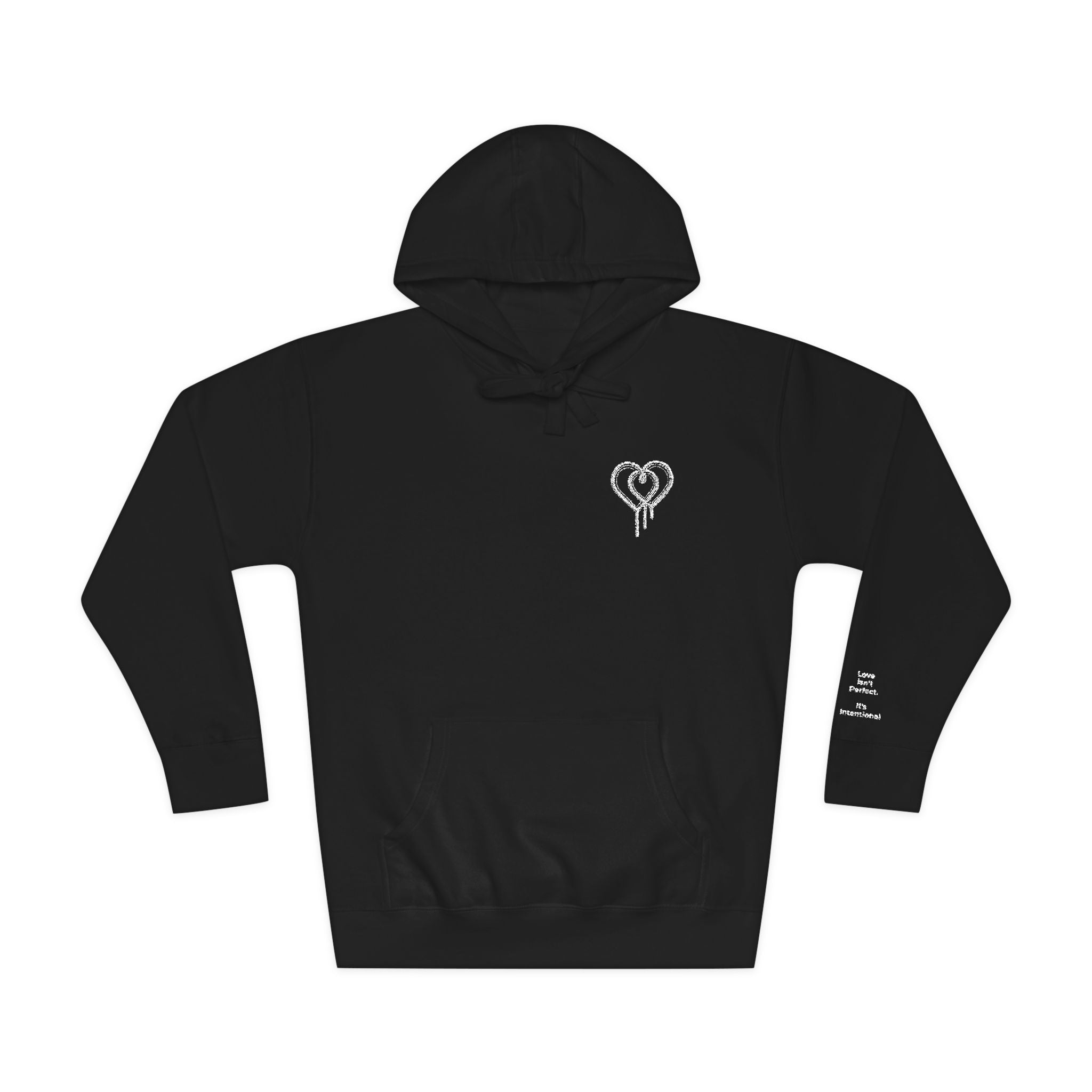 Love Isn't Perfect Men's Fleece Hoodie — "Love Isn't Perfect. It's Intentional."