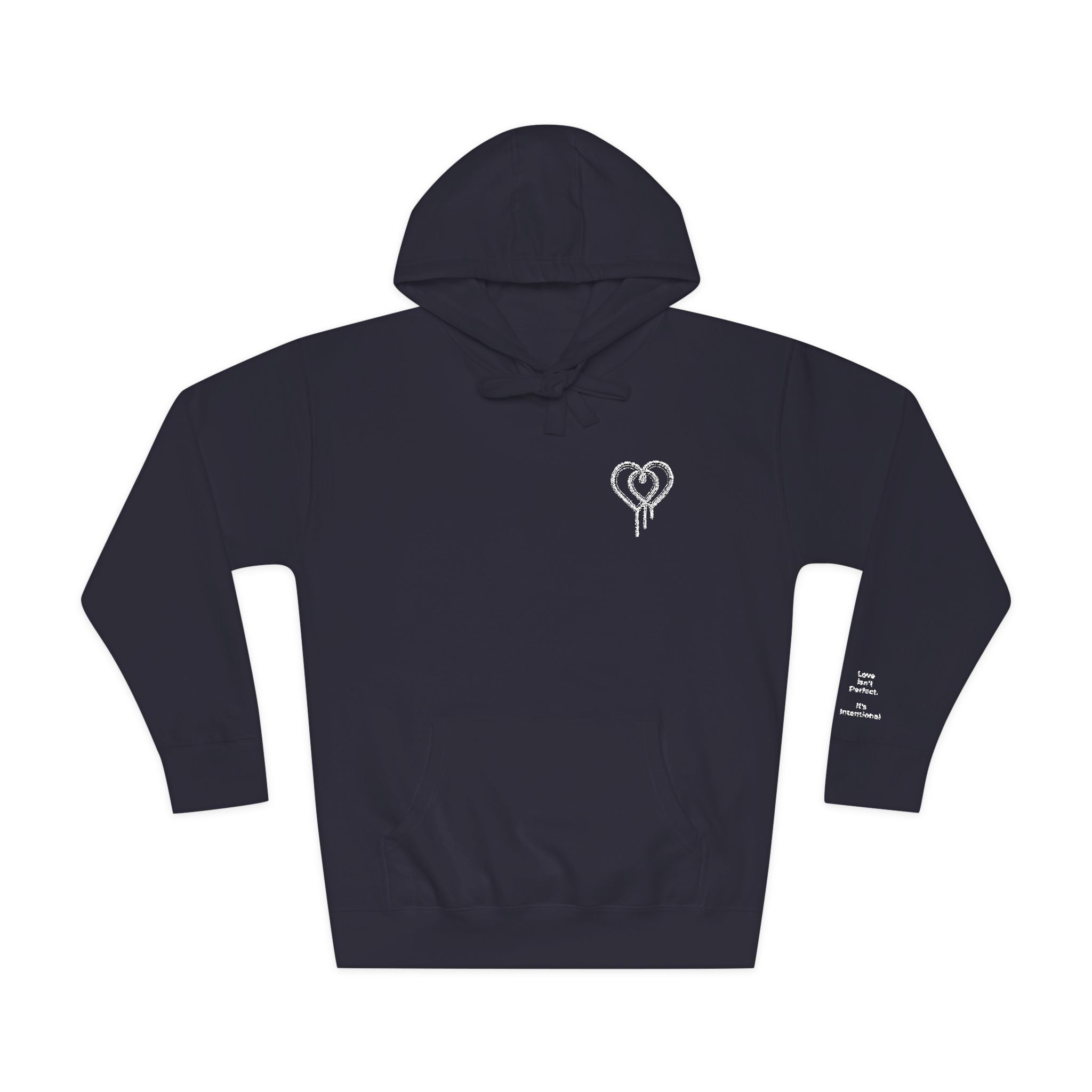 Love Isn't Perfect Men's Fleece Hoodie — "Love Isn't Perfect. It's Intentional."