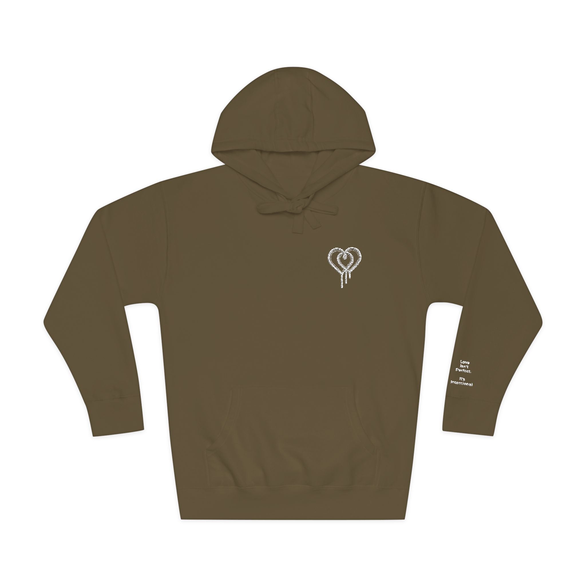 Love Isn't Perfect Men's Fleece Hoodie — "Love Isn't Perfect. It's Intentional."
