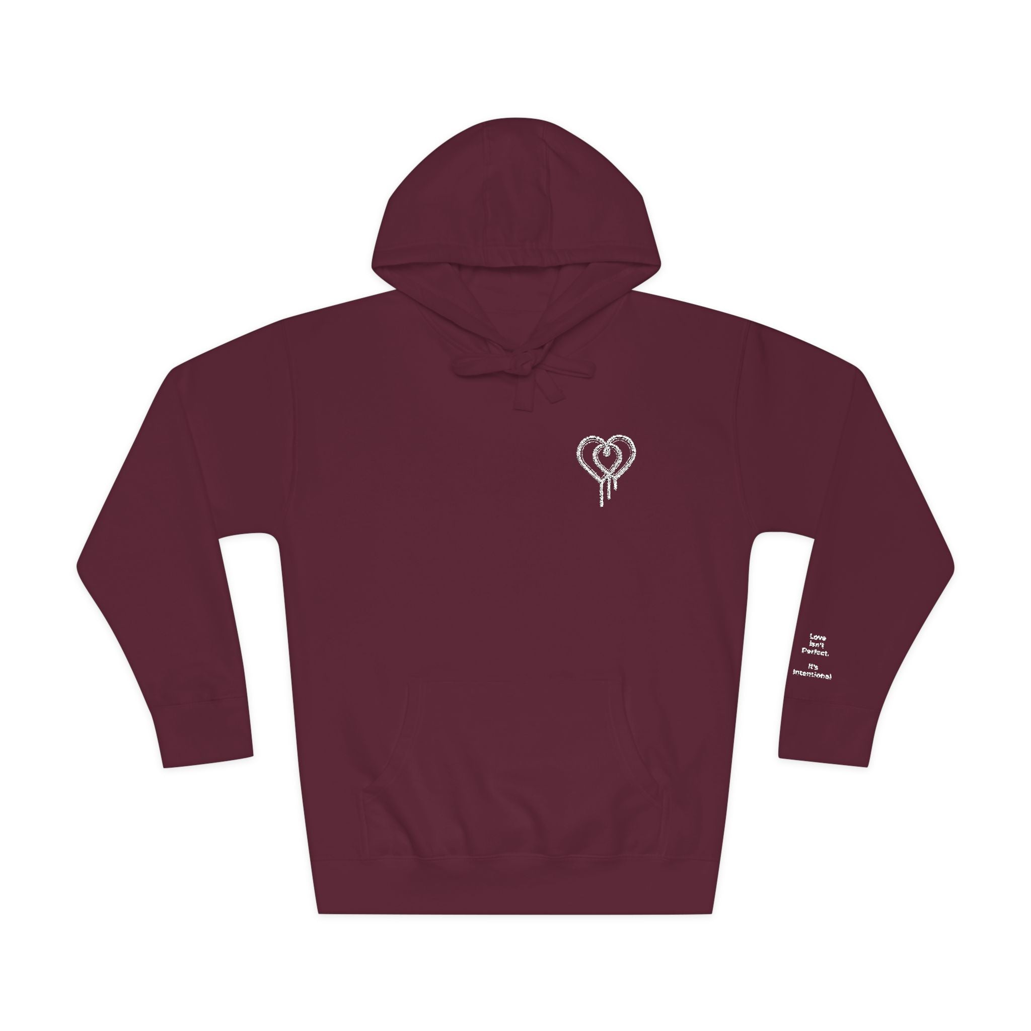 Love Isn't Perfect Men's Fleece Hoodie — "Love Isn't Perfect. It's Intentional."