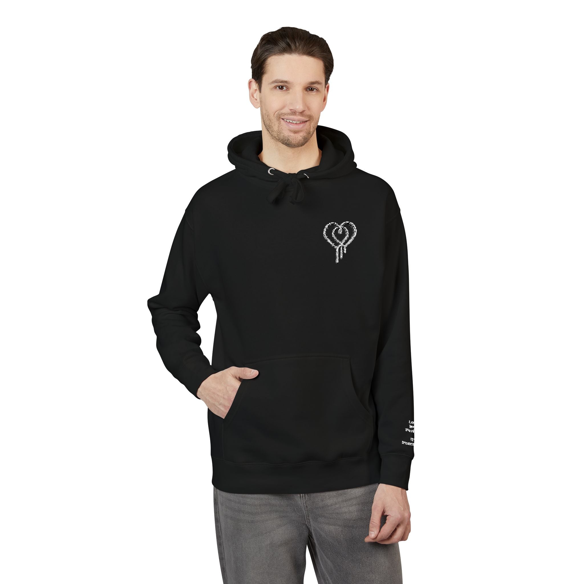 Love Isn't Perfect Men's Fleece Hoodie — "Love Isn't Perfect. It's Intentional."