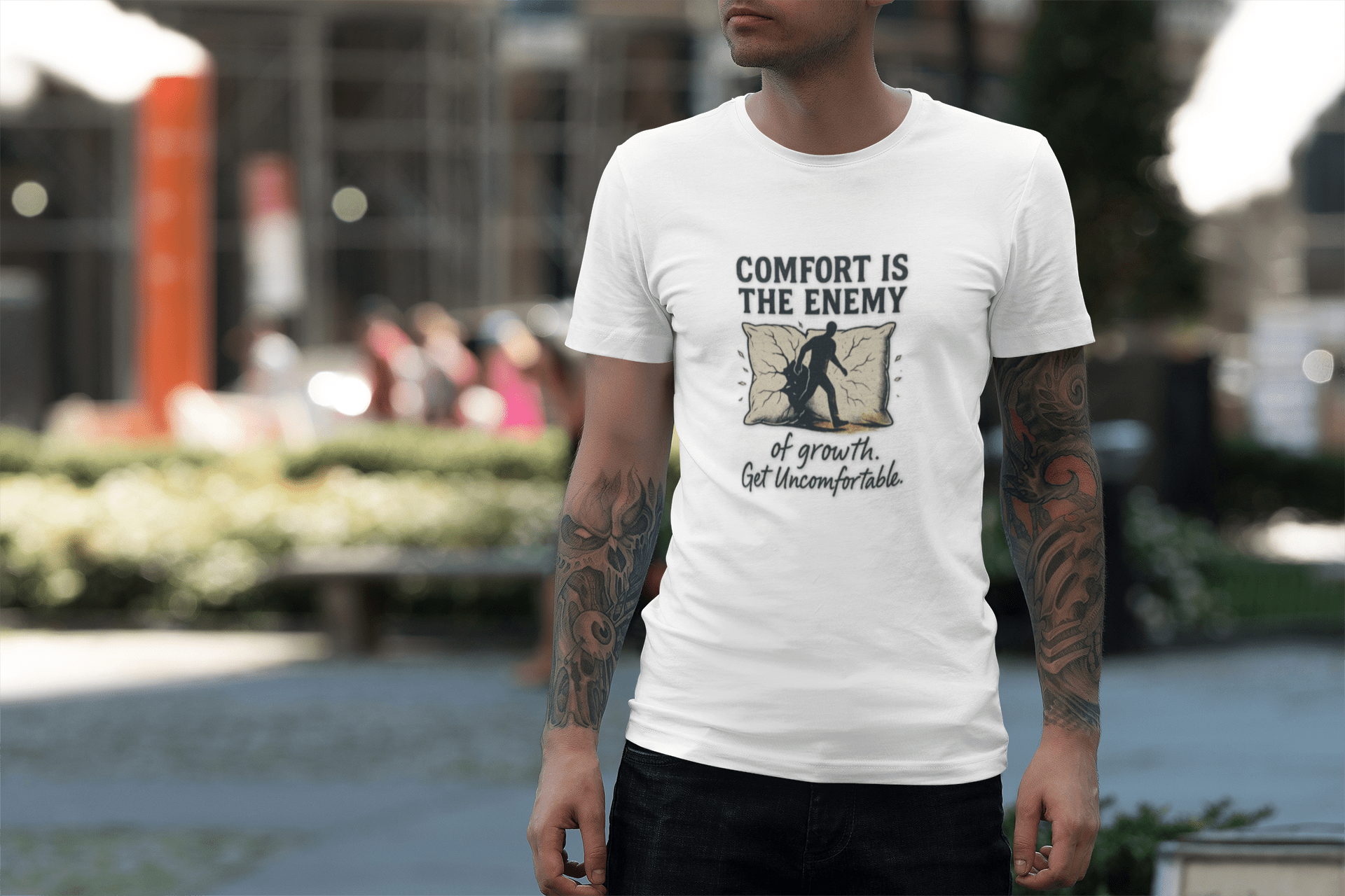 Comfort is the Enemy of Growth Unisex T-Shirt- FarewellMNG Brand Clothing