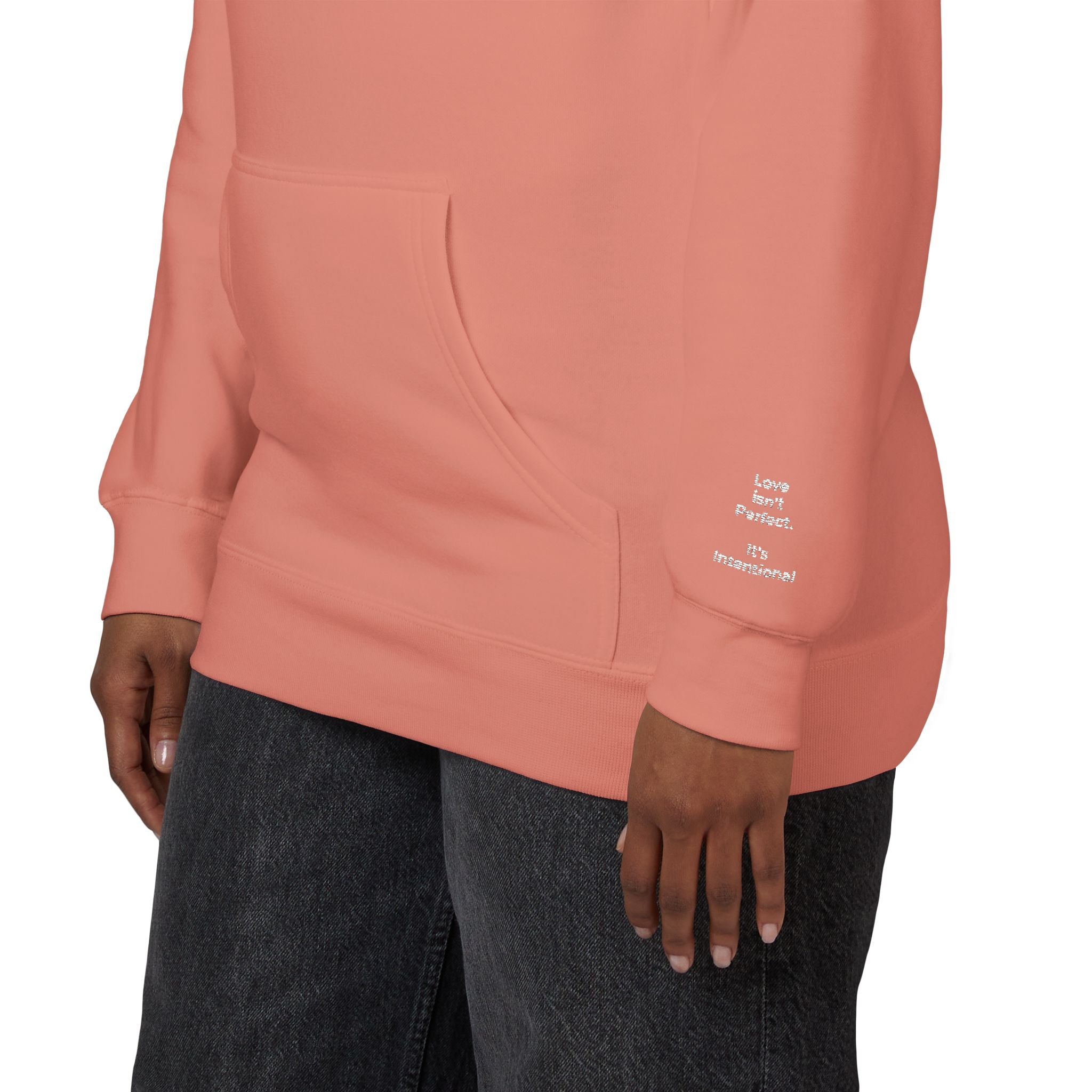 Love Isn't Perfect Women's Fleece Hoodie — "Love isn't Perfect. It's Intentional."