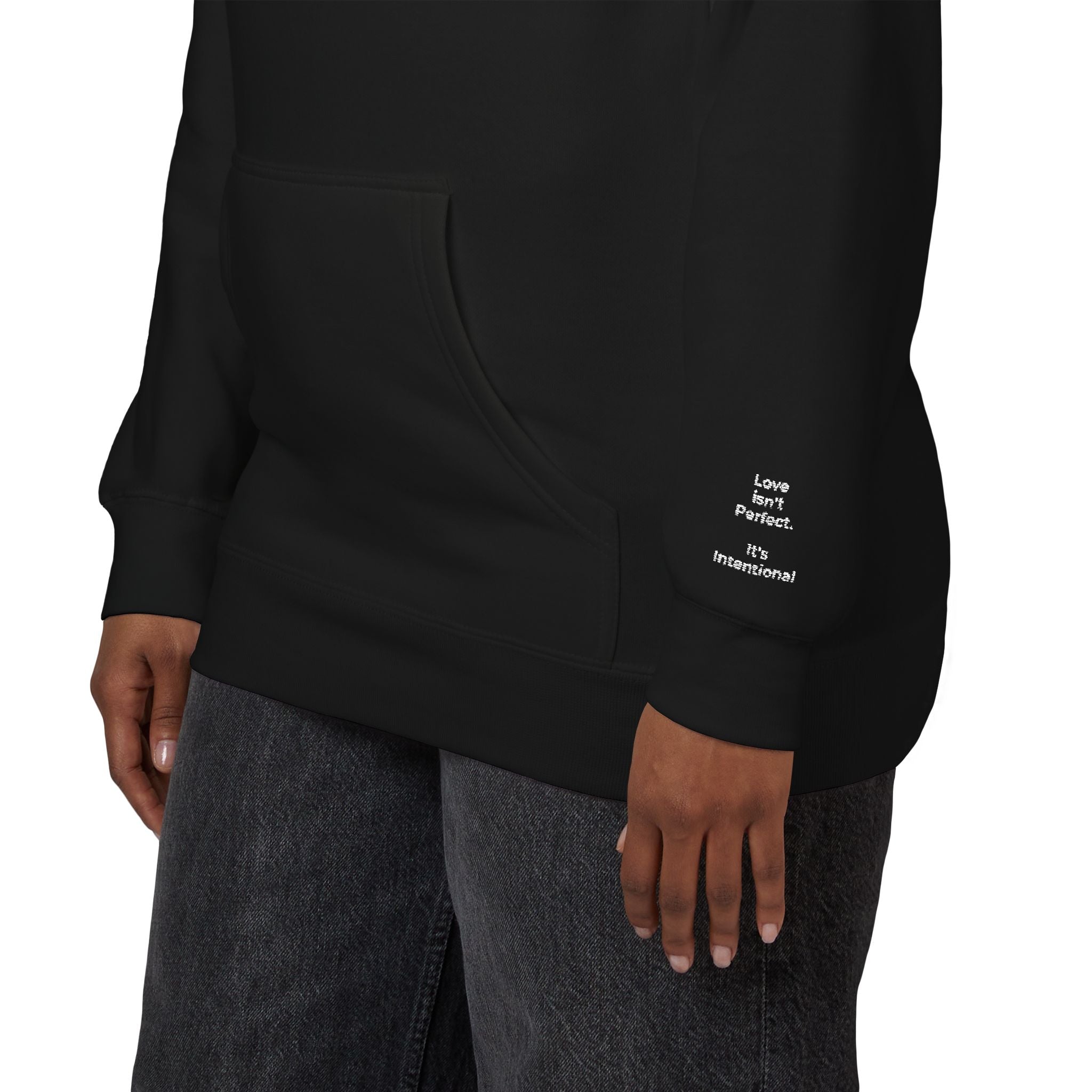 Love Isn't Perfect Women's Fleece Hoodie — "Love isn't Perfect. It's Intentional."