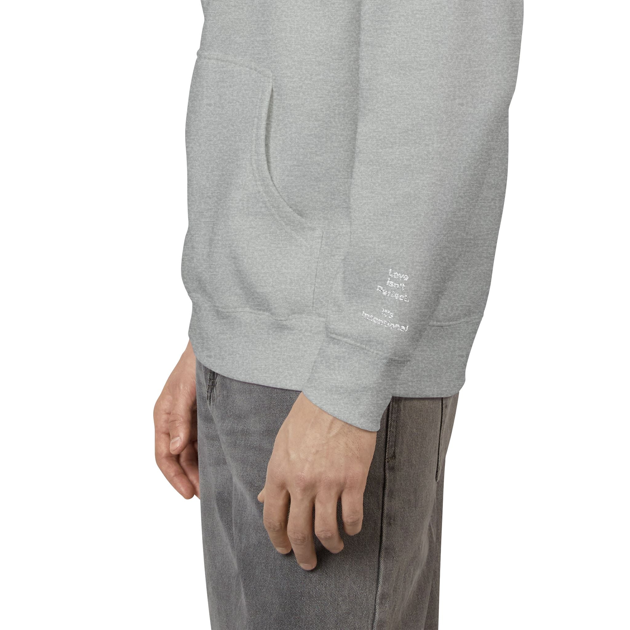 Love Isn't Perfect Men's Fleece Hoodie — "Love Isn't Perfect. It's Intentional."